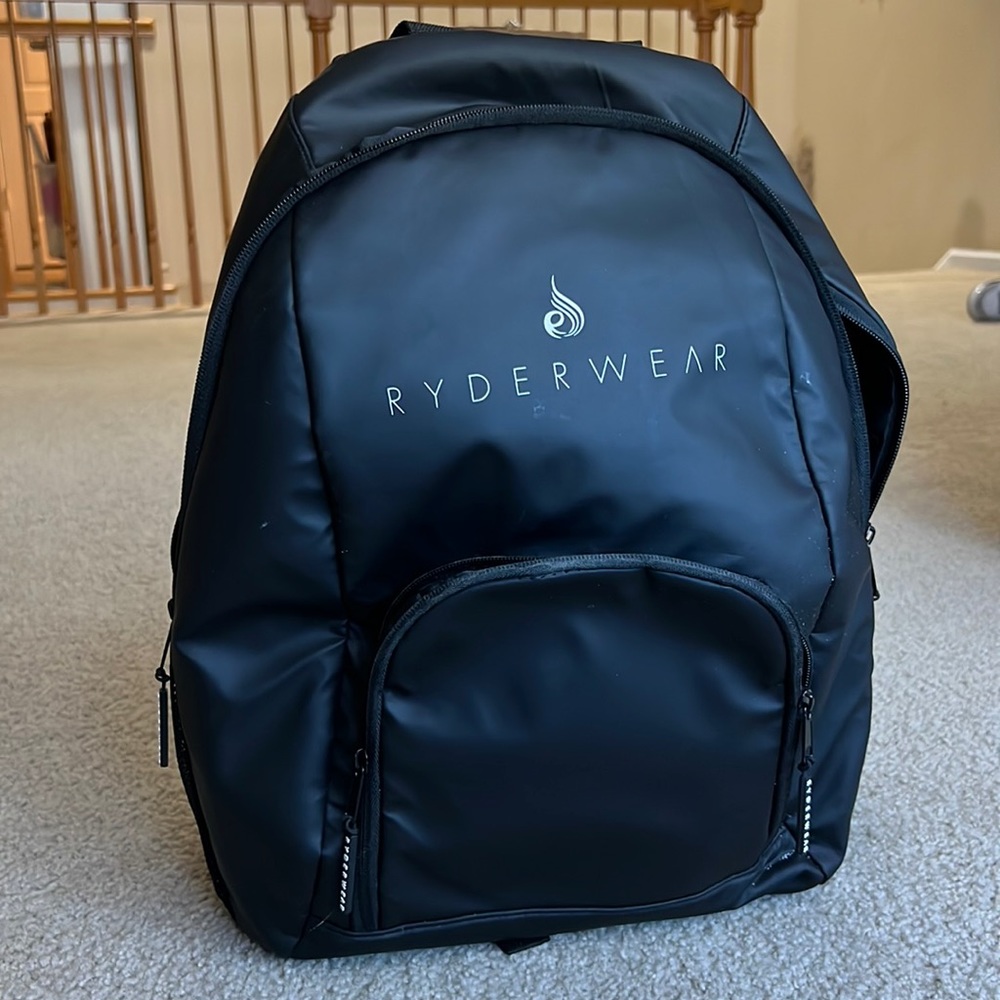 Black backpack, used but in good condition.